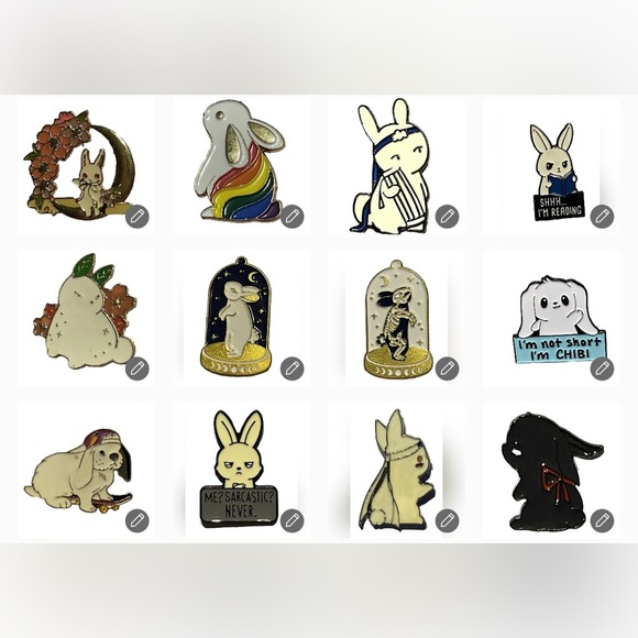 NWOT 2 Randomly chosen  bunny pins…more unpictured. Proceeds to rabbit rescue - Picture 1 of 14